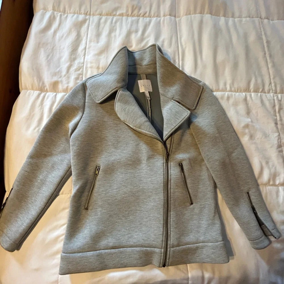 Leith gray asymmetrical zip up scuba jacket size S - Picture 2 of 11